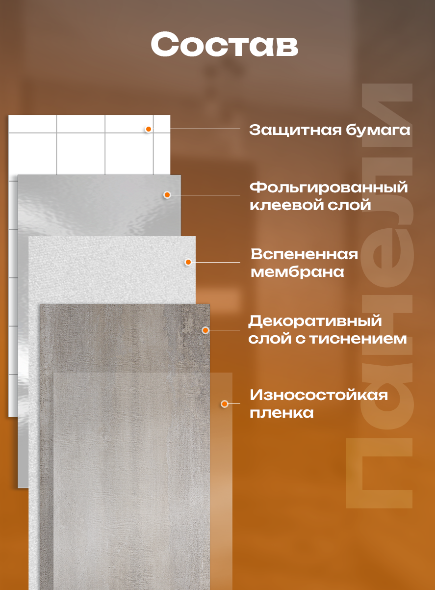 Панель самоклеящаяся 86529 серый камень (30х60 см)