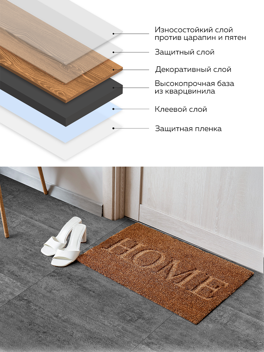 Панель самоклеящаяся стеновая 223 LVT (902) серый графит
