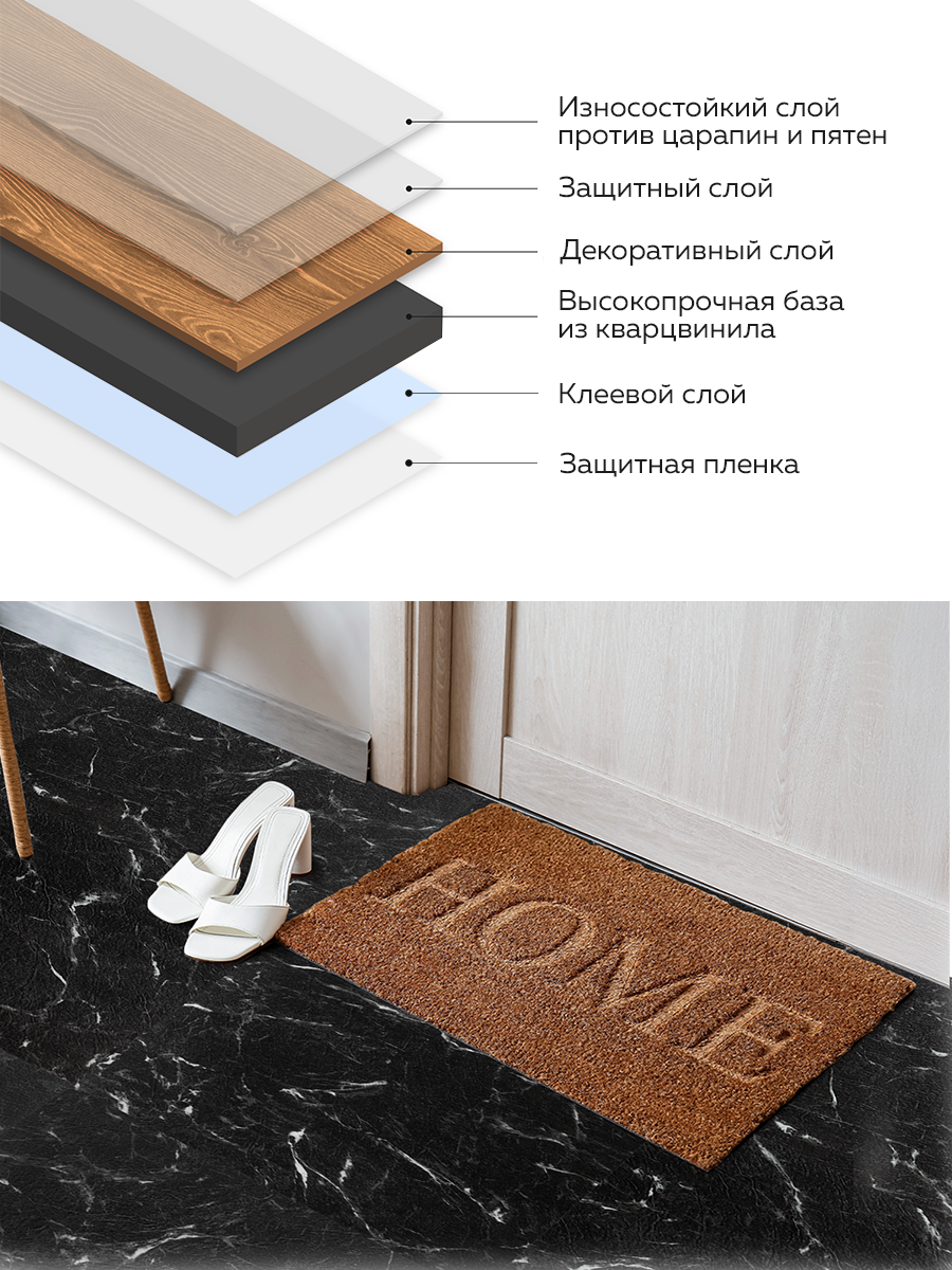 Панель самоклеящаяся стеновая 218 LVT (811) чёрный/белый