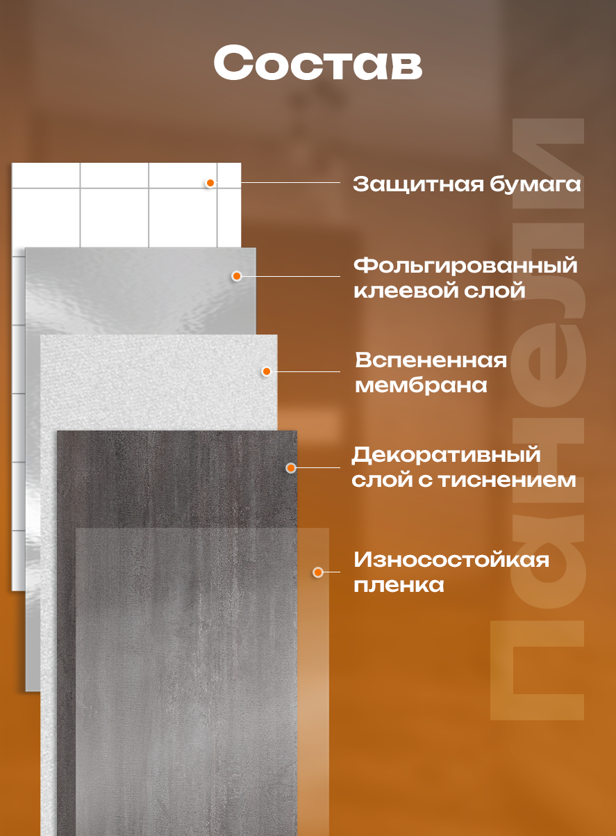 Панель самоклеящаяся 86527 тёмно-серый камень (30х60 см)